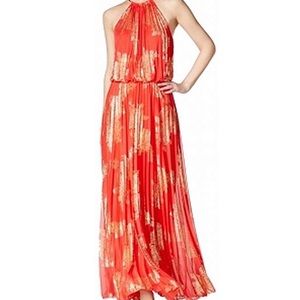 Coral MSK pleated maxi dress